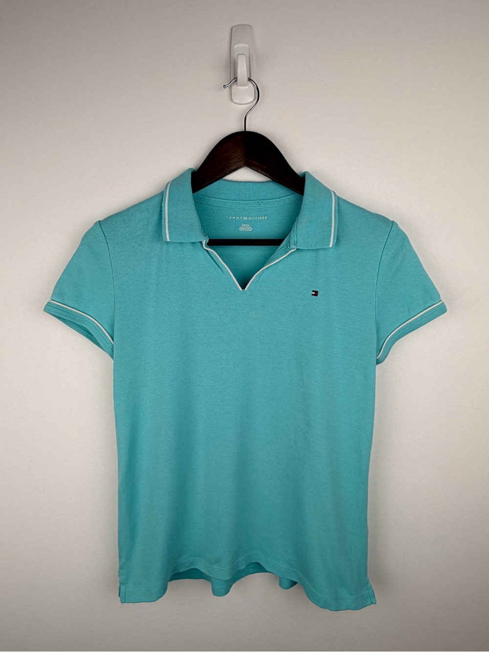 Tommy Hilfiger Aqua Tiffany BluePreppy Polo Shirt Small